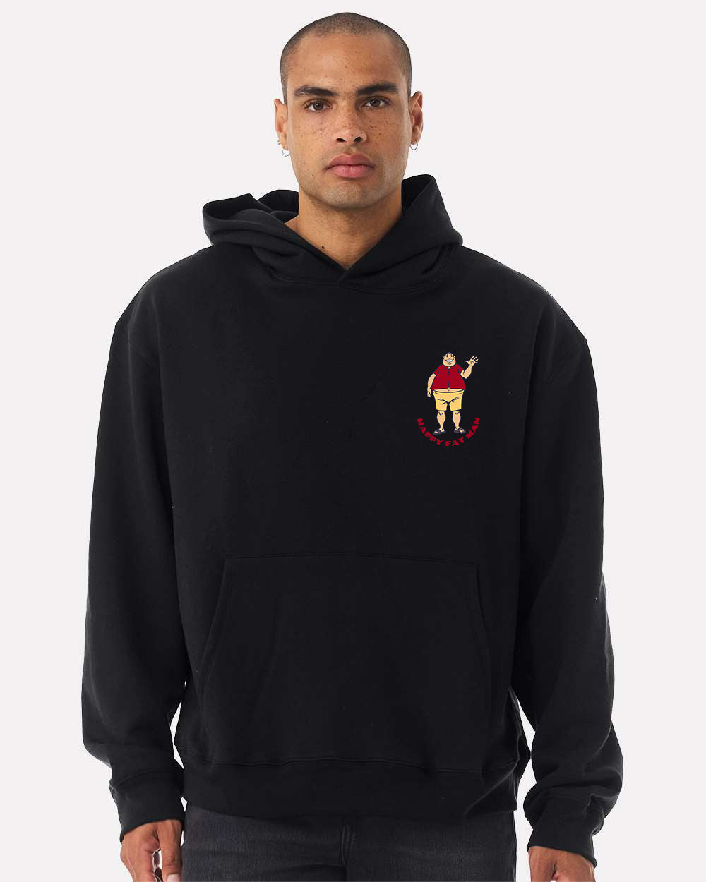 Happy Fat Man Hoodie - Black